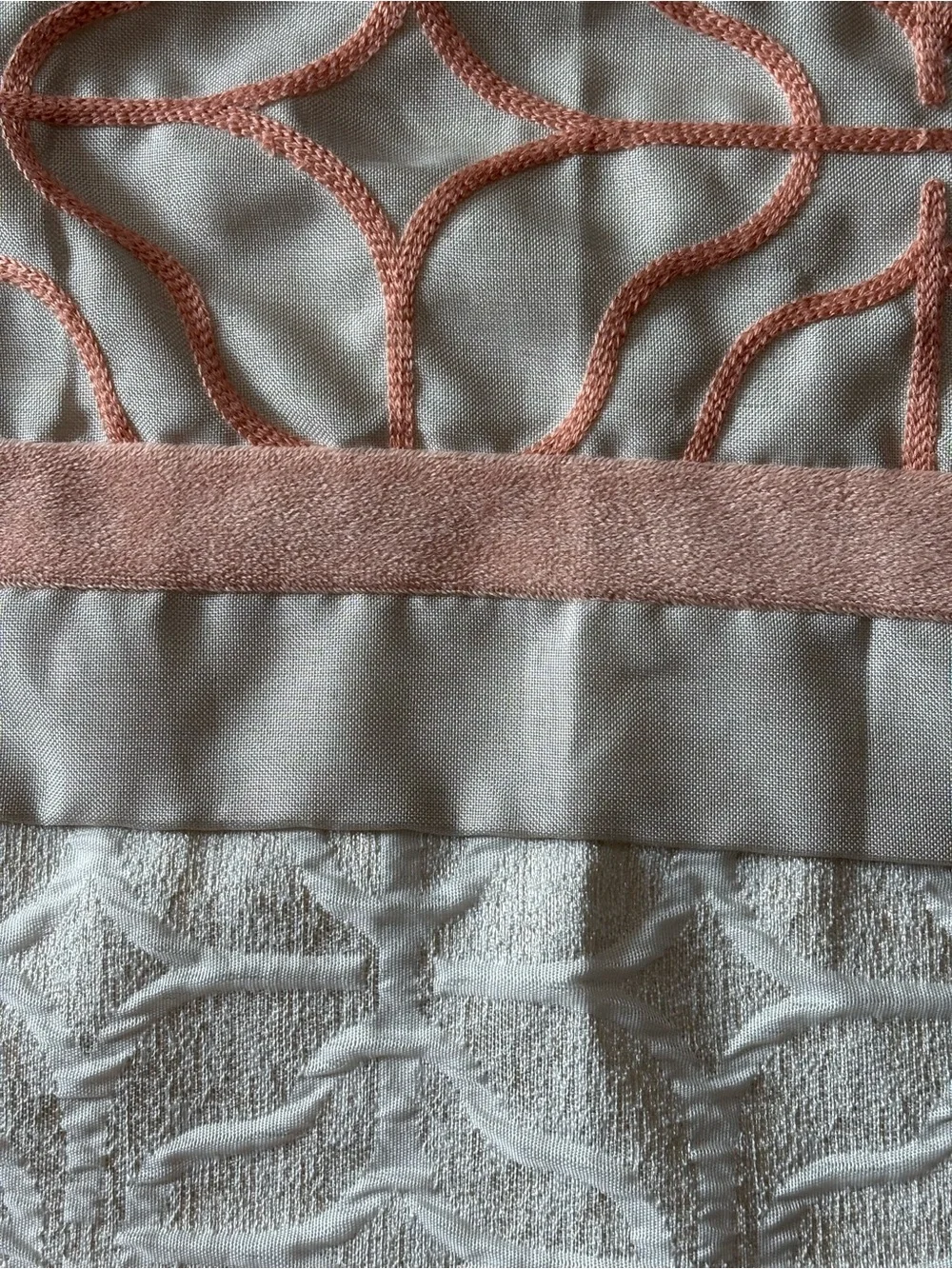 2 JC Penny Home Multi Texture Pillow Shams Standard Quilted Coral Peach Cream
